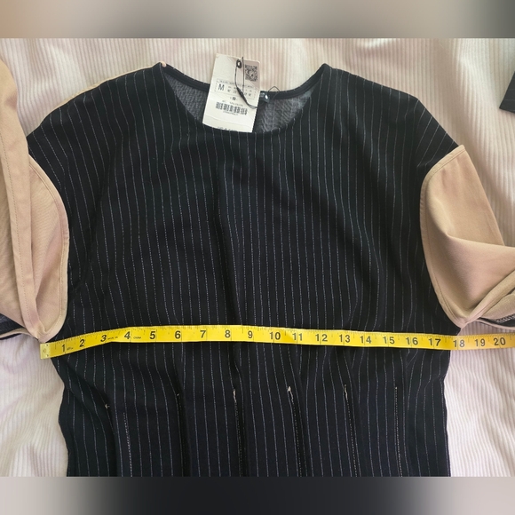 Zara Set Striped Sweatshirt Mixed Stripped + Pants Black/Sand size M BNWT - Picture 5 of 16